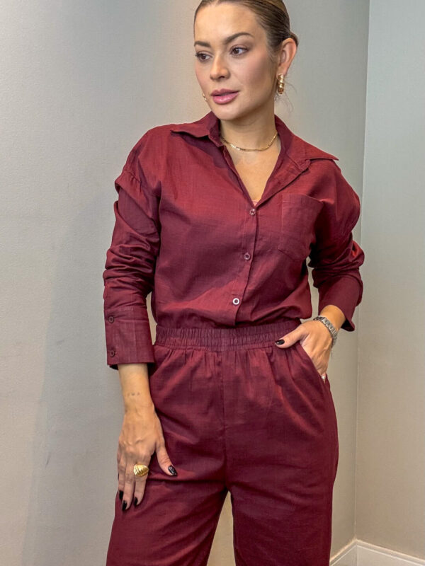 Conjunto Paula Calça Camisa - Marsala