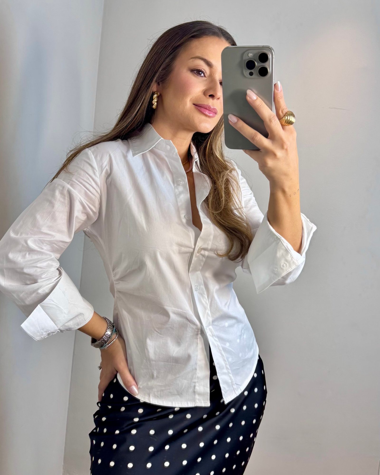 Saia Cetim Poá Júlia - Preta