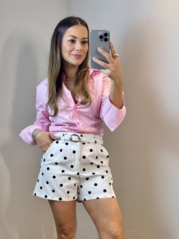 Camisa Algodão Detalhe Drapeado - Rosa