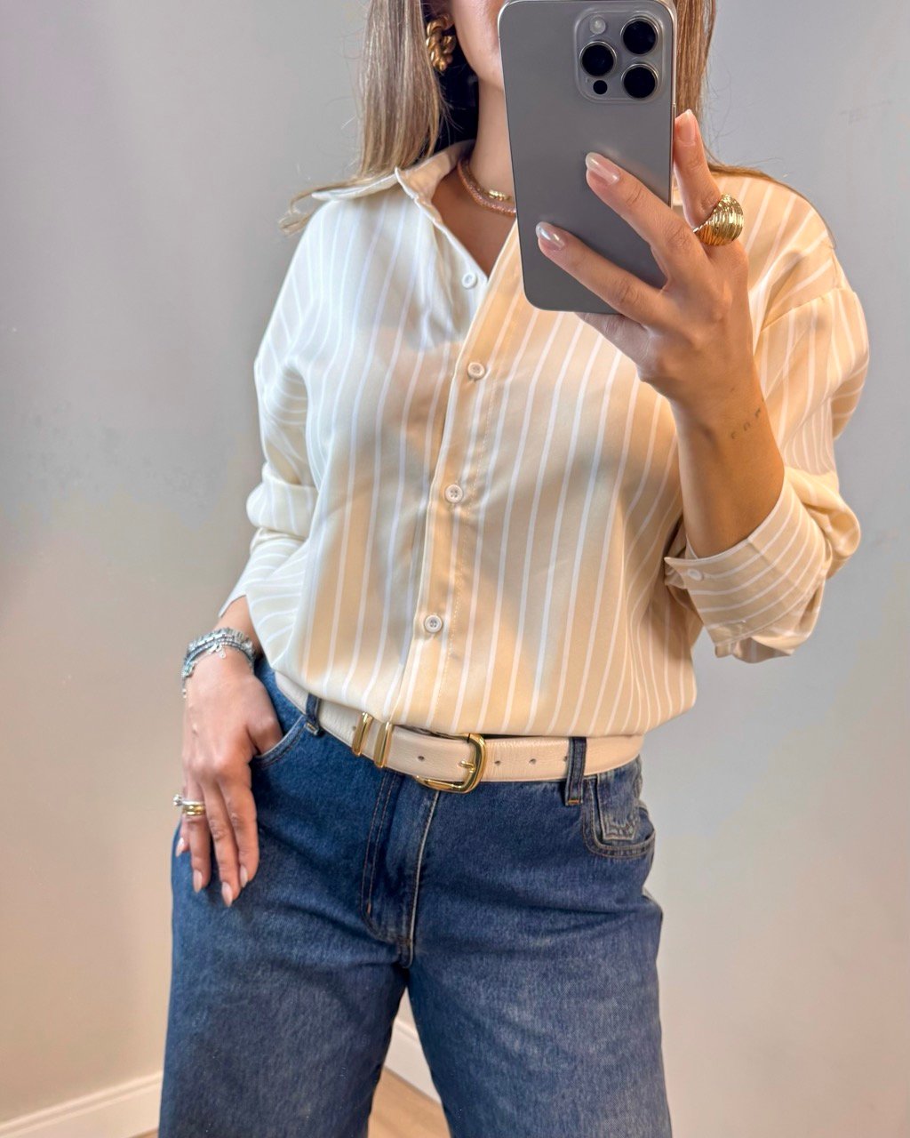 Camisa Listras - Nude