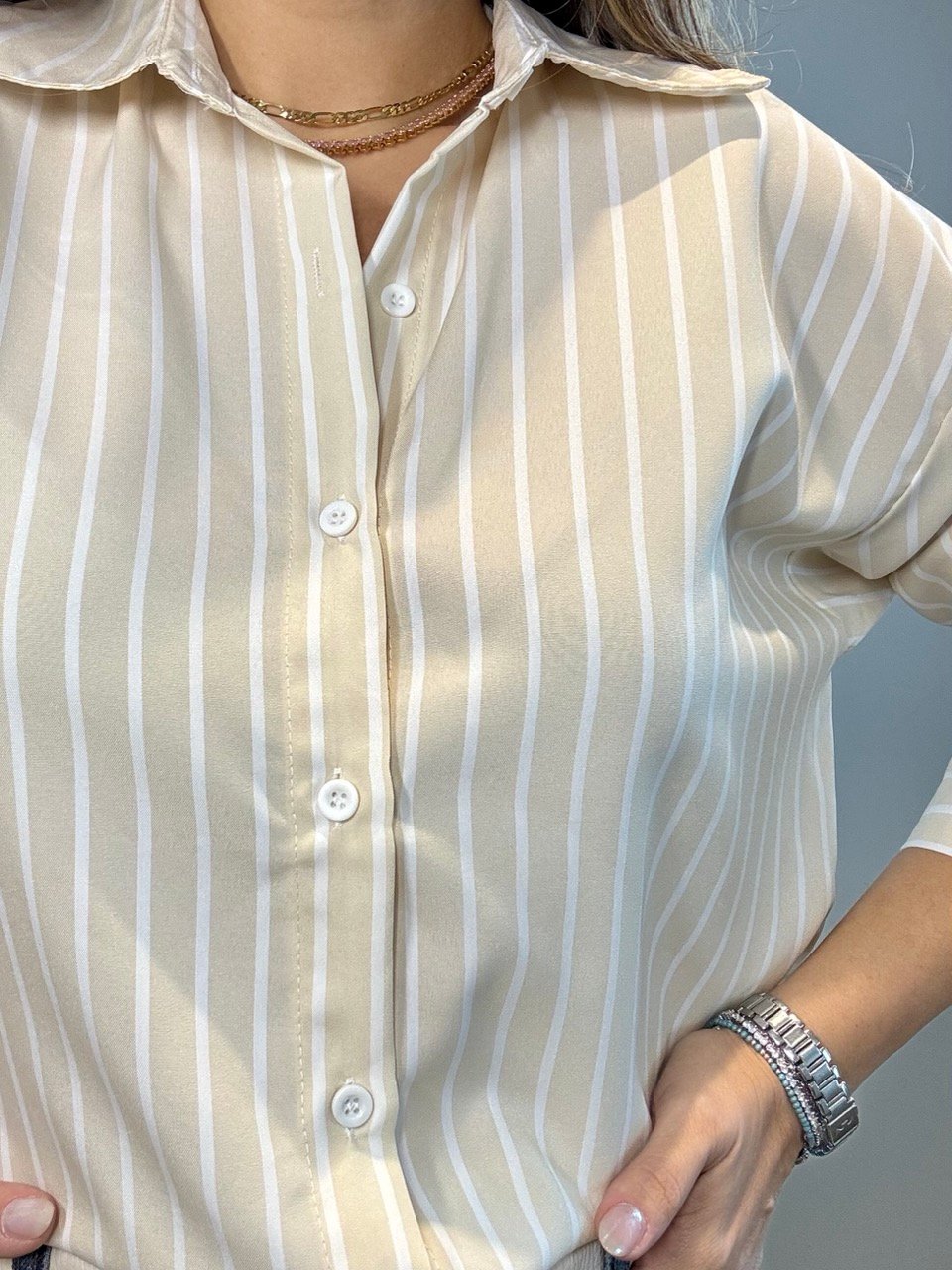 Camisa Listras - Nude