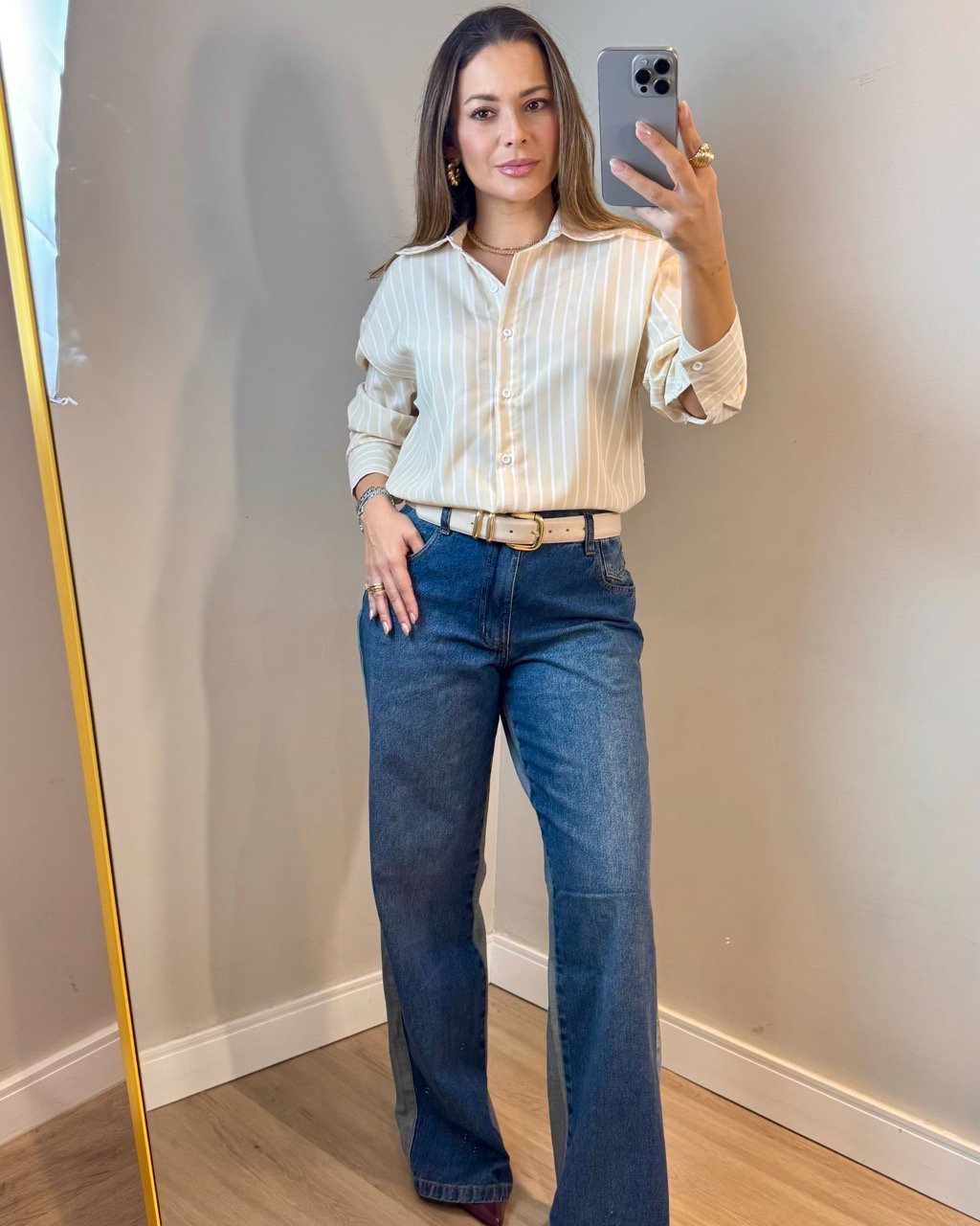 Camisa Listras - Nude