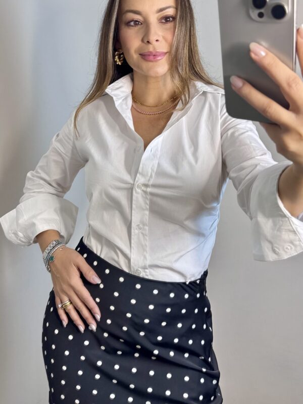 Saia Cetim Poá Júlia - Preta