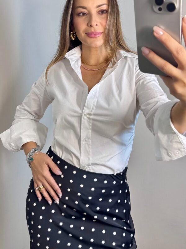 Saia Cetim Poá Júlia - Preta