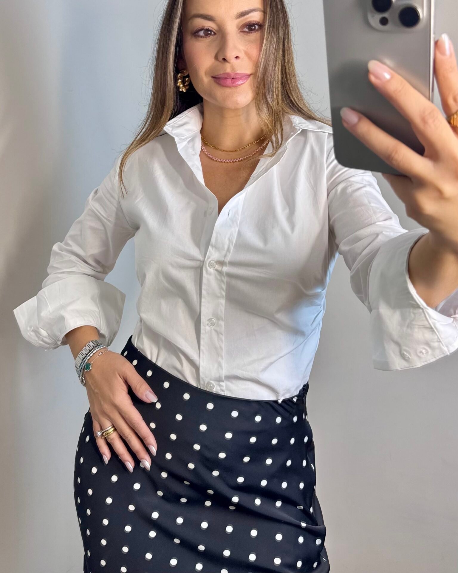 Saia Cetim Poá Júlia - Preta