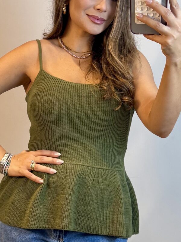 Blusa Peplum Alça Fina - Verde