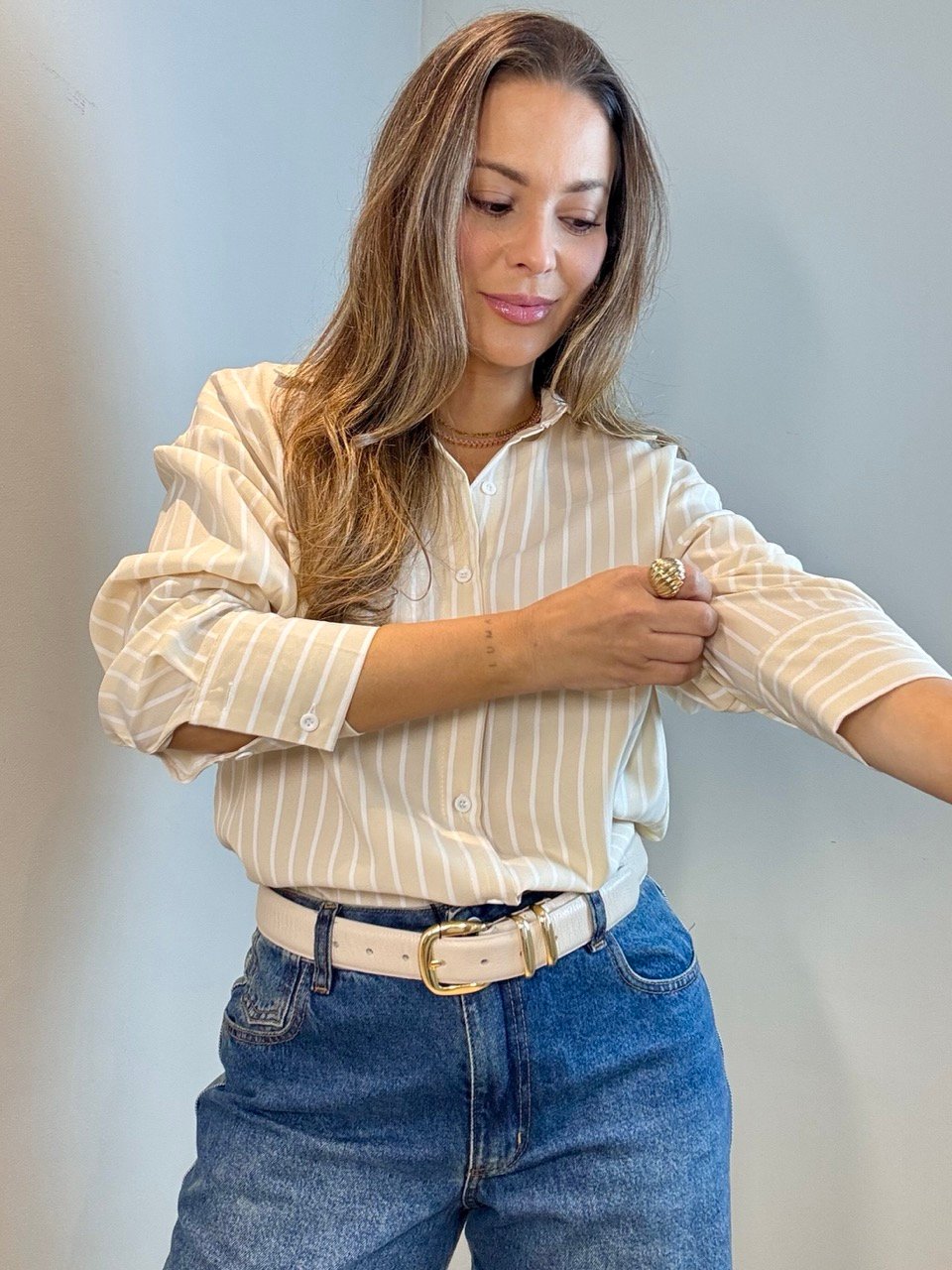 Camisa Listras - Nude