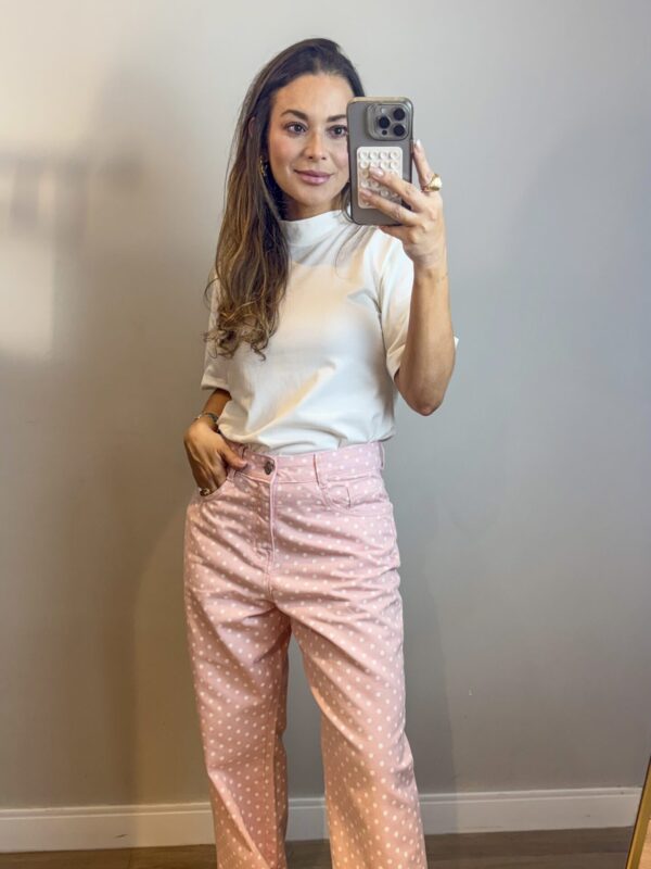 Calça Wide Poá - Rosa