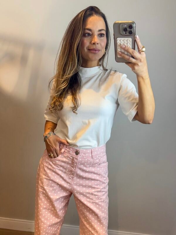 Calça Wide Poá - Rosa