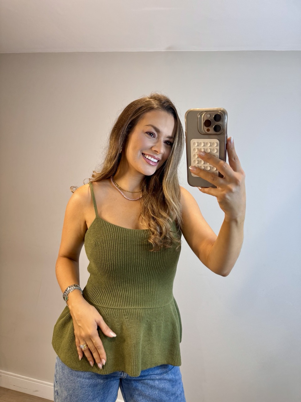 Blusa Peplum Alça Fina - Verde